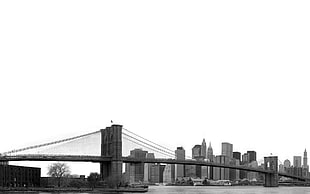 gray concrete bridge, city, New York City, Brooklyn Bridge