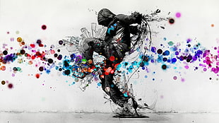 man wearing hoodie abstract painting