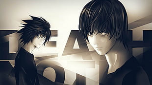 L and Kira from Death Note illustration, anime, Death Note, Lawliet L, Yagami Light HD wallpaper