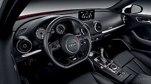 black Audi vehicle steering wheel, Audi S3, car