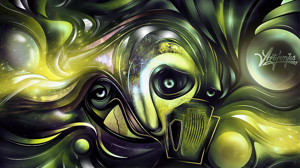 green, purple, and black abstract digital wallpaper HD wallpaper