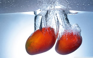 two mangoes in water