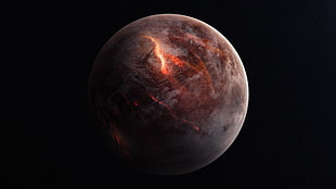photo of red and black planet