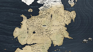 gray and black map, Game of Thrones, map