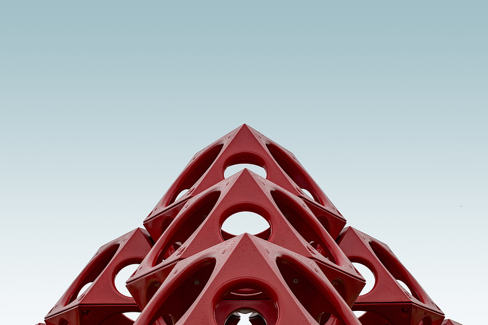 triangular red structure, Structure, Form, Architecture HD wallpaper