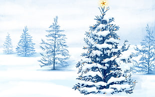pine trees during winter graphic, Christmas, New Year