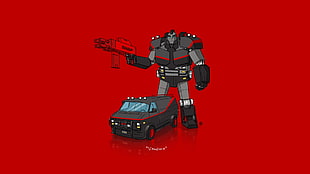 Transformer illustration, car, Transformers, minimalism, The A-Team