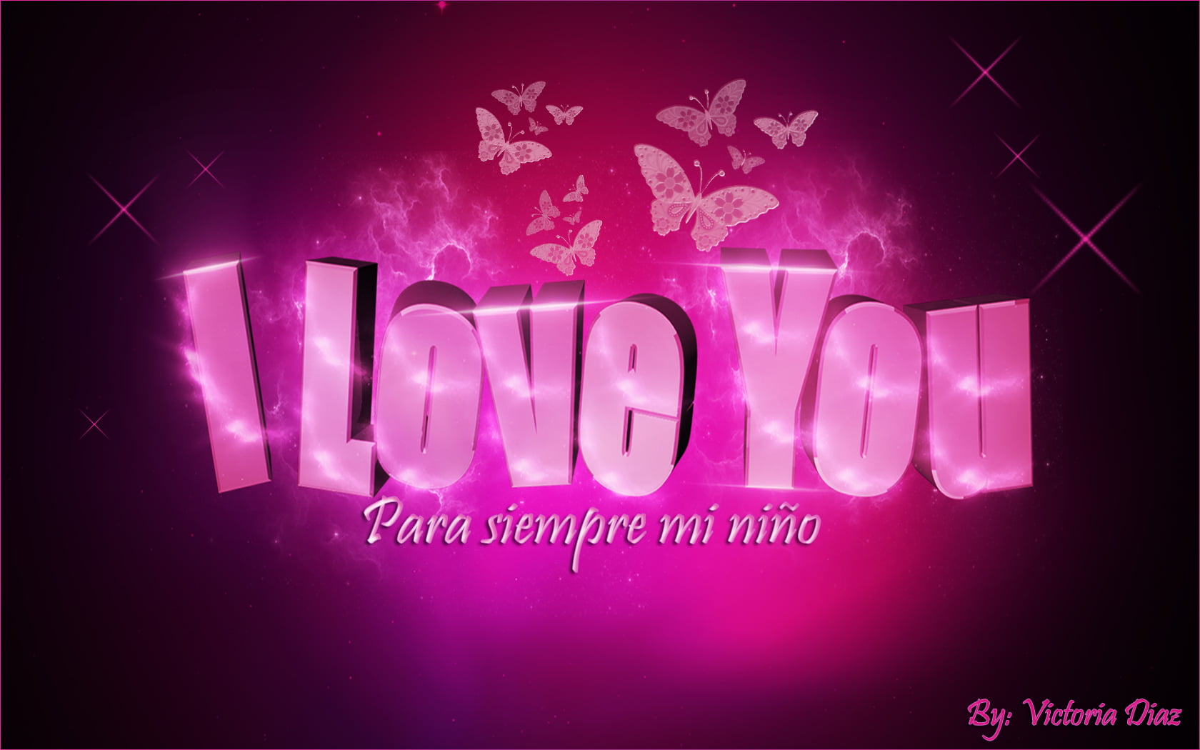 pink i love you digital wallpaper, quote, love