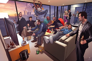 men's black formal suit jacket illustration, digital art, Grand Theft Auto