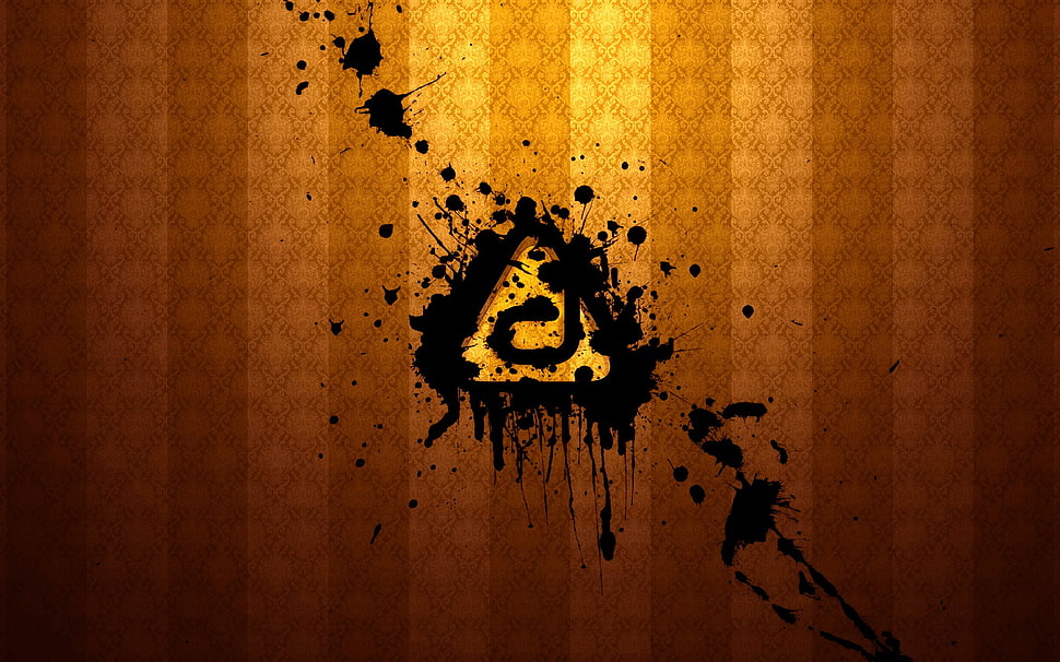 triangle with paint splattered black and brown digital wallpaper, paint splatter, abstract, texture, pattern HD wallpaper