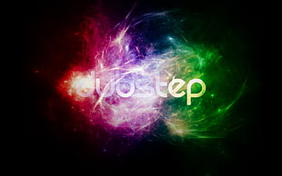 multi-colored background with dubstep text overlay, dubstep, music