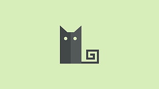 black cat illustration, minimalism, cat, simple background, abstract