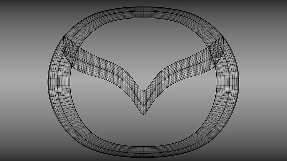 Mazda logo, monochrome, digital art, simple, minimalism HD wallpaper