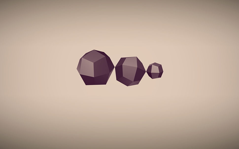 three purple cubes, abstract, minimalism, digital art, simple background HD wallpaper