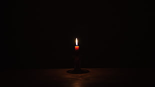 red candle, candles, table, black, dark