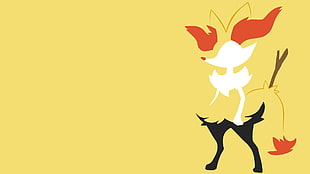 yellow background with animal illustration, Pokémon, video games, minimalism, simple background