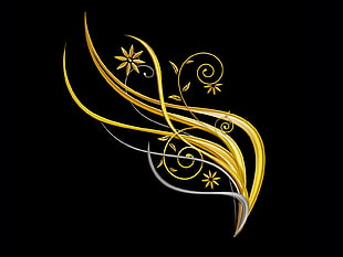 yellow floral digital wallpaper