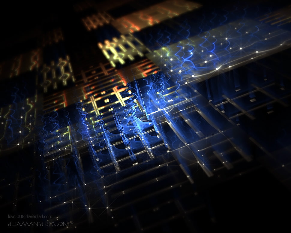 blue and red computer part digital wallpaper HD wallpaper
