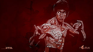 Bruce Lee digital wallpaper, Bruce Lee, Chinese, typographic portraits, digital art