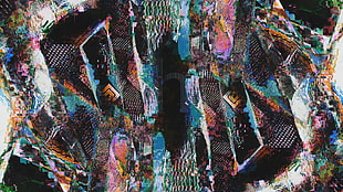 blue and pink abstract painting, glitch art, abstract