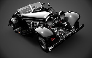 classic black vehicle, Mercedes-Benz, car, vintage, simple background