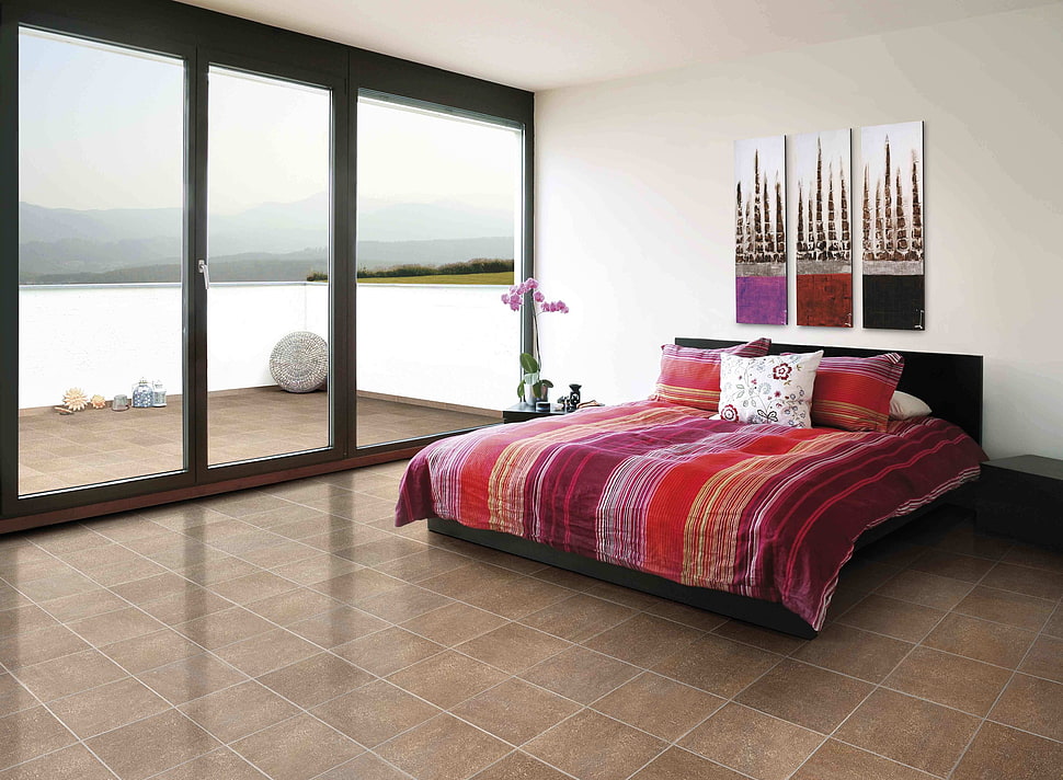multicolored printed bedding set HD wallpaper