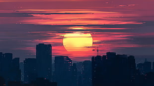 silhouette photography of city skyline during sunset