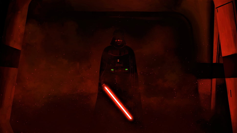 Star Wars character holding red lightsaber HD wallpaper