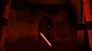 Star Wars character holding red lightsaber HD wallpaper