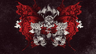 red and white scull print