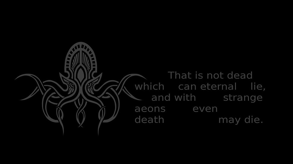 black background with text overlay, H. P. Lovecraft, Cthulhu, quote HD wallpaper