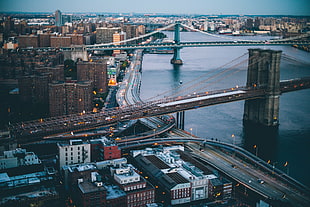 Brooklyn and Manhattan Bridges, New York, city, New York City HD wallpaper