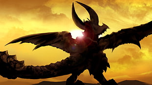 dragon with horns illustration, Monster Hunter, video games, Diablos HD wallpaper