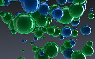 green and blue Bubbles wallpaper