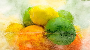 orange and green fruit painting