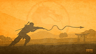 Scorpion from Mortal Kombat, Mortal Kombat X, minimalism, Scorpion (character), video games HD wallpaper