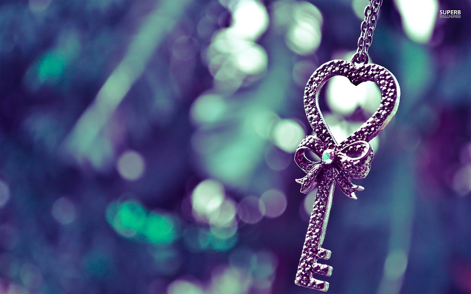 silver-colored skeleton key pendant, keys, macro HD wallpaper