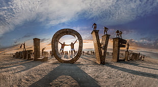 brown love freestanding letters, Burning Man, love, desert, gay