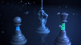 three gray chess pieces, Fate/Stay Night, chess HD wallpaper