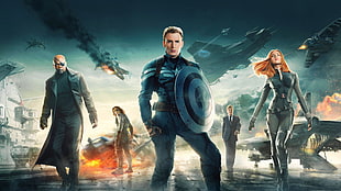 Captain America wallpaper, Captain America: The Winter Soldier, Chris Evans, Scarlett Johansson, Samuel L. Jackson HD wallpaper