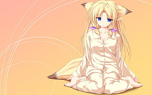 lonely long blonde haired female anime fictional character HD wallpaper