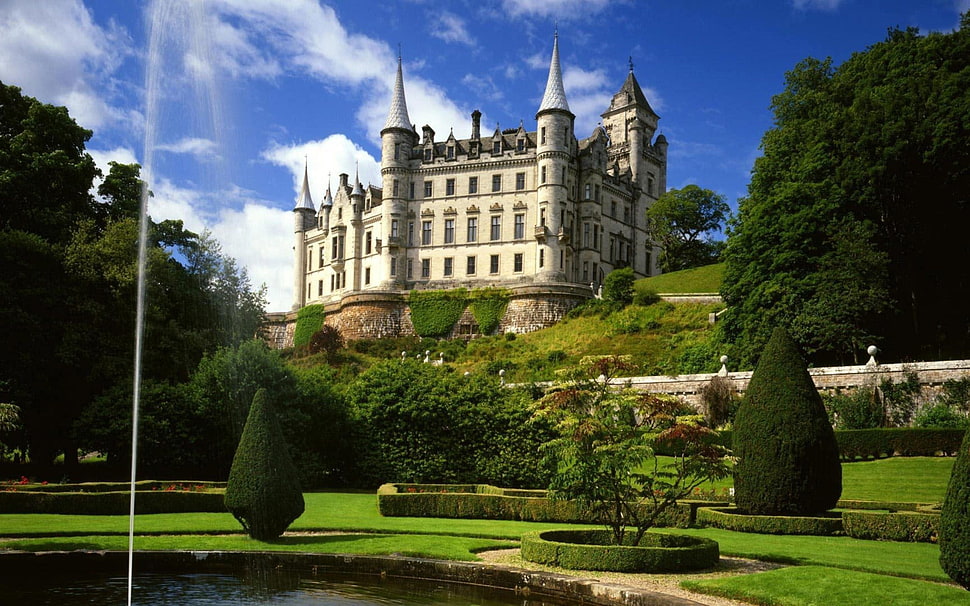 white and gray castle castle HD wallpaper