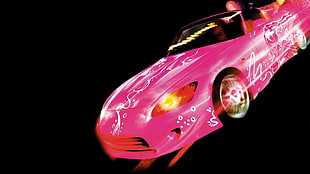pink convertible illustration HD wallpaper
