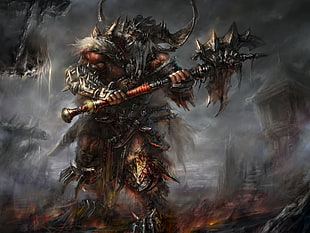 black character holding sword digital wallpaper, Diablo, Diablo III, fantasy art, digital art