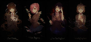 four female character illustration, Doki Doki Literature Club, Monika (Doki Doki Literature Club), Yuri (Doki Doki Literature Club), Natsuki (Doki Doki Literature Club)