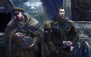 two men illustration, Warhammer 40,000, imperial guard HD wallpaper
