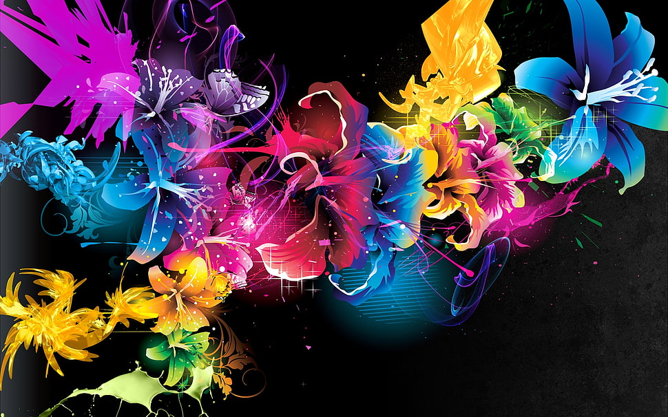 assorted color floral illustration HD wallpaper