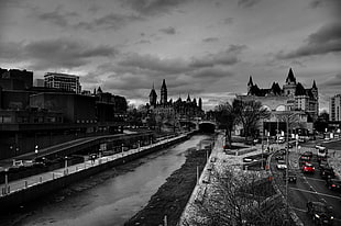gray-scale city photo