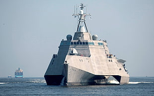 white and gray battleship, ship, military, warship