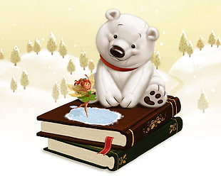 Polar bear with Tinker Bell illustration HD wallpaper
